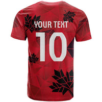 Custom Canada Football T Shirt Maple Leaves Geometric Style