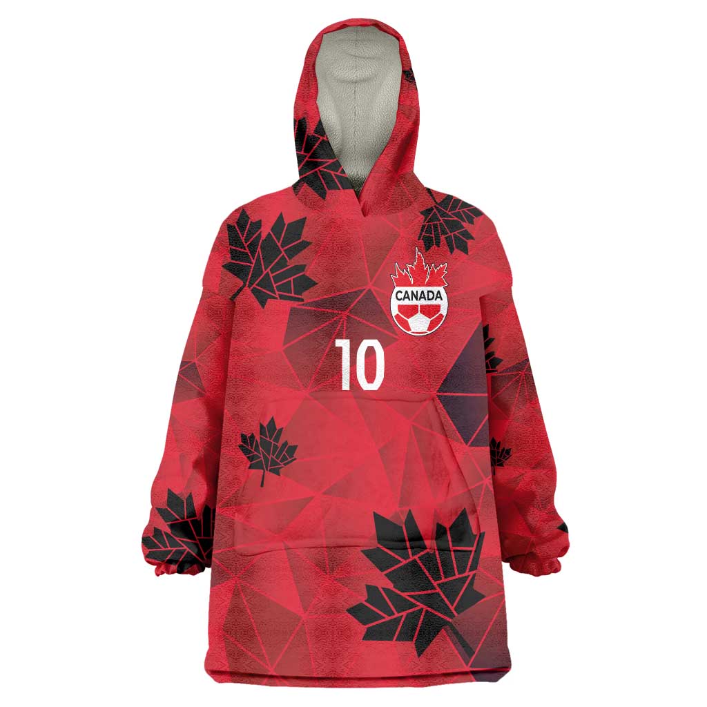 Custom Canada Football Wearable Blanket Hoodie Maple Leaves Geometric Style