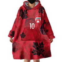 Custom Canada Football Wearable Blanket Hoodie Maple Leaves Geometric Style