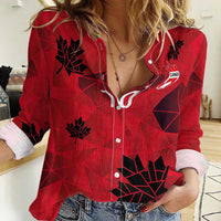 Custom Canada Football Women Casual Shirt Maple Leaves Geometric Style