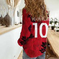 Custom Canada Football Women Casual Shirt Maple Leaves Geometric Style