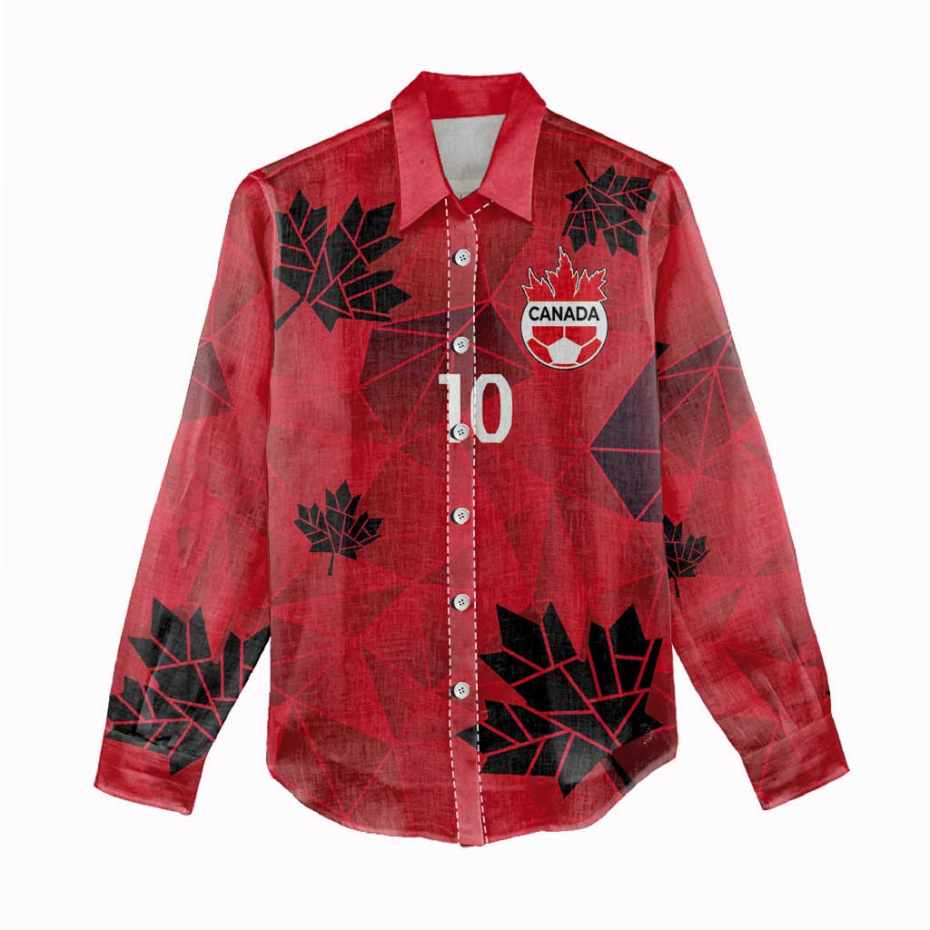 Custom Canada Football Women Casual Shirt Maple Leaves Geometric Style
