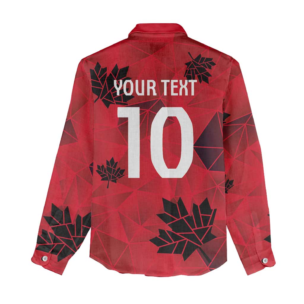 Custom Canada Football Women Casual Shirt Maple Leaves Geometric Style