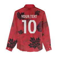 Custom Canada Football Women Casual Shirt Maple Leaves Geometric Style