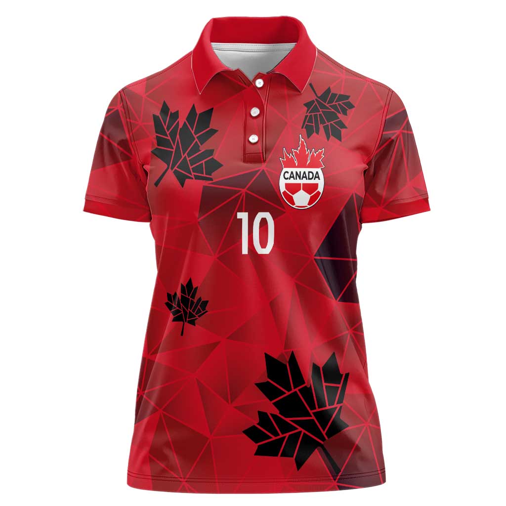 Custom Canada Football Women Polo Shirt Maple Leaves Geometric Style
