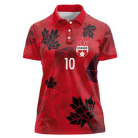Custom Canada Football Women Polo Shirt Maple Leaves Geometric Style