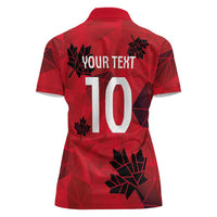 Custom Canada Football Women Polo Shirt Maple Leaves Geometric Style