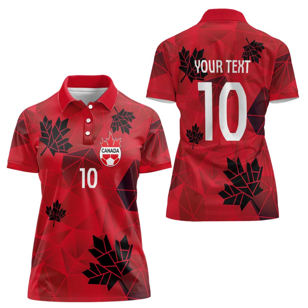 Custom Canada Football Women Polo Shirt Maple Leaves Geometric Style