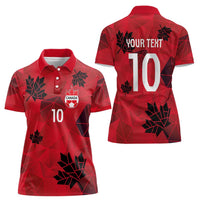 Custom Canada Football Women Polo Shirt Maple Leaves Geometric Style