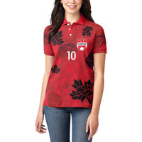 Custom Canada Football Women Polo Shirt Maple Leaves Geometric Style