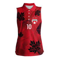 Custom Canada Football Women Sleeveless Polo Shirt Maple Leaves Geometric Style