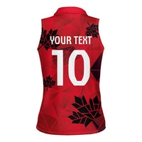 Custom Canada Football Women Sleeveless Polo Shirt Maple Leaves Geometric Style