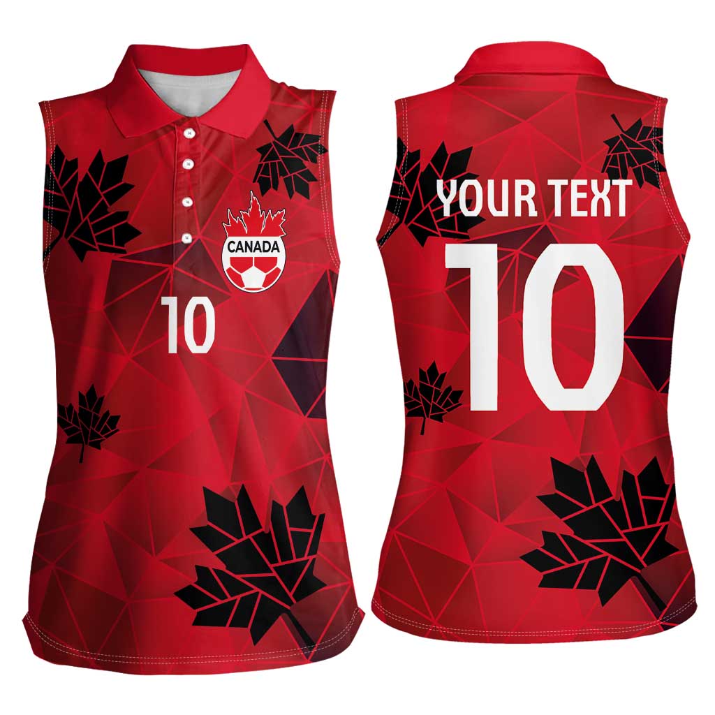 Custom Canada Football Women Sleeveless Polo Shirt Maple Leaves Geometric Style