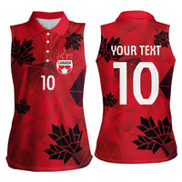 Custom Canada Football Women Sleeveless Polo Shirt Maple Leaves Geometric Style