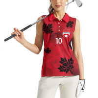 Custom Canada Football Women Sleeveless Polo Shirt Maple Leaves Geometric Style
