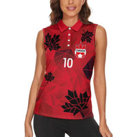 Custom Canada Football Women Sleeveless Polo Shirt Maple Leaves Geometric Style