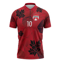 Custom Canada Football Zipper Polo Shirt Maple Leaves Geometric Style