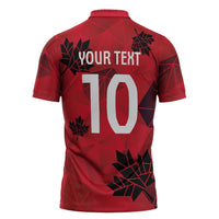 Custom Canada Football Zipper Polo Shirt Maple Leaves Geometric Style