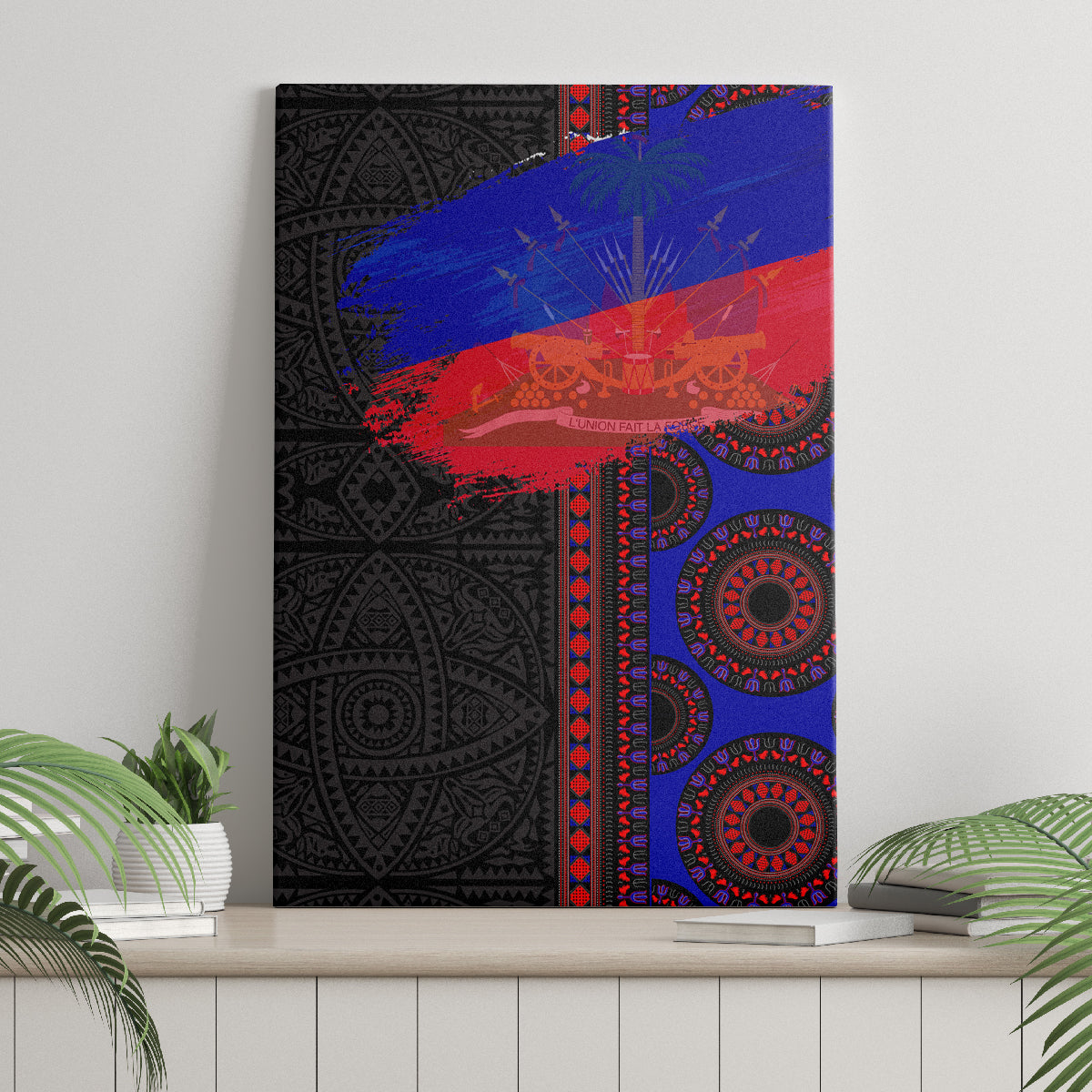 Haiti Flag Day African Seamless Pattern Canvas Wall Art - Wonder Print Shop