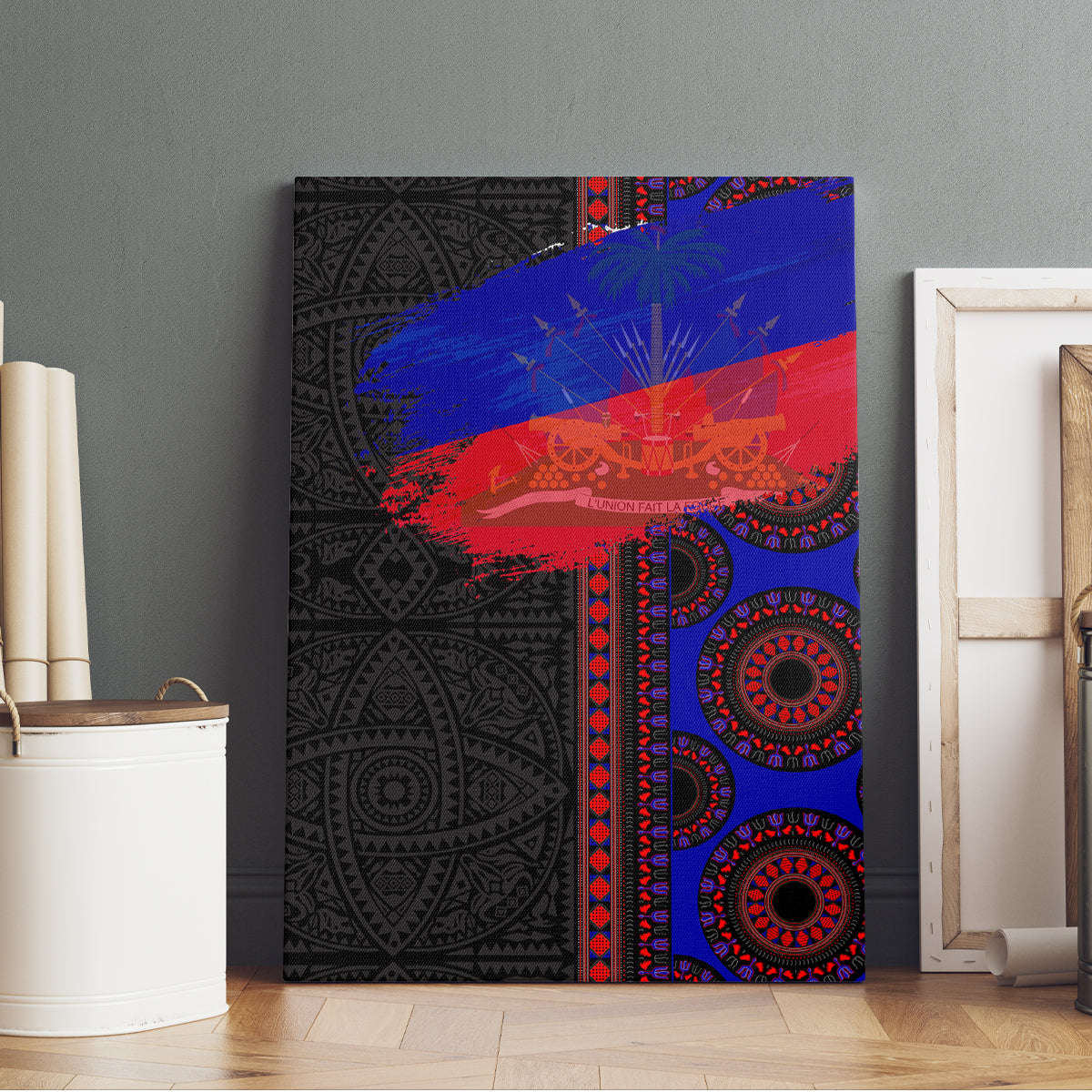 Haiti Flag Day African Seamless Pattern Canvas Wall Art - Wonder Print Shop