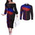 Haiti Flag Day African Seamless Pattern Couples Matching Off The Shoulder Long Sleeve Dress and Long Sleeve Button Shirt