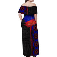 Haiti Flag Day African Seamless Pattern Family Matching Off Shoulder Maxi Dress and Hawaiian Shirt - Wonder Print Shop