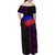 Haiti Flag Day African Seamless Pattern Family Matching Off Shoulder Maxi Dress and Hawaiian Shirt