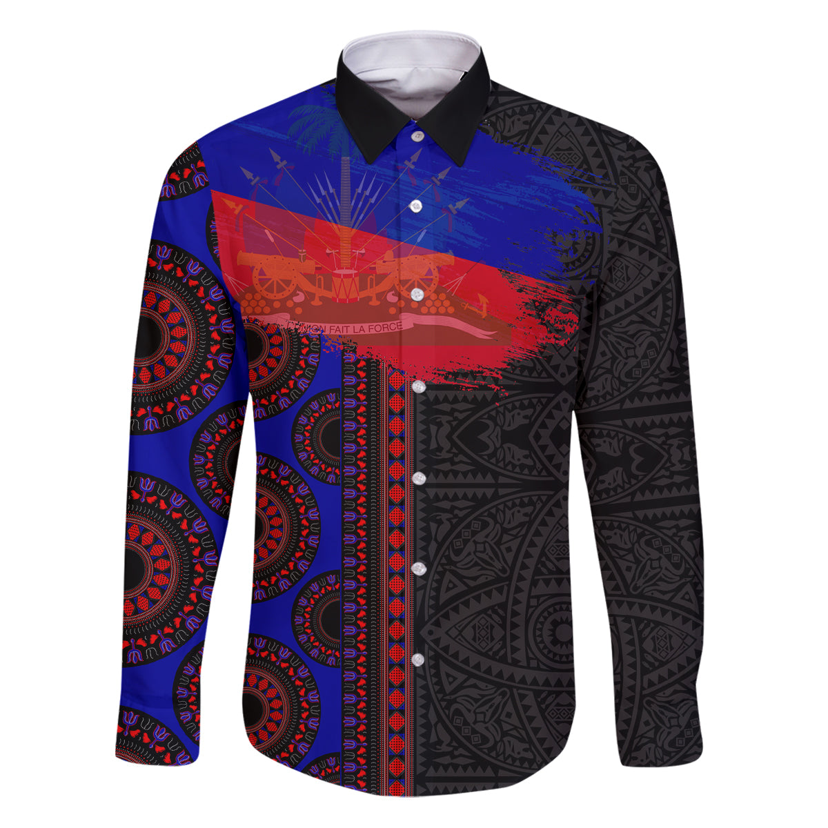 Haiti Flag Day African Seamless Pattern Family Matching Puletasi and Hawaiian Shirt - Wonder Print Shop
