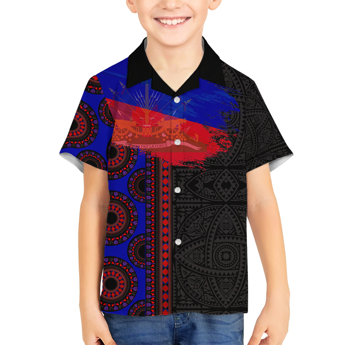 Haiti Flag Day African Seamless Pattern Family Matching Summer Maxi Dress and Hawaiian Shirt - Wonder Print Shop