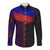 Haiti Flag Day African Seamless Pattern Long Sleeve Button Shirt