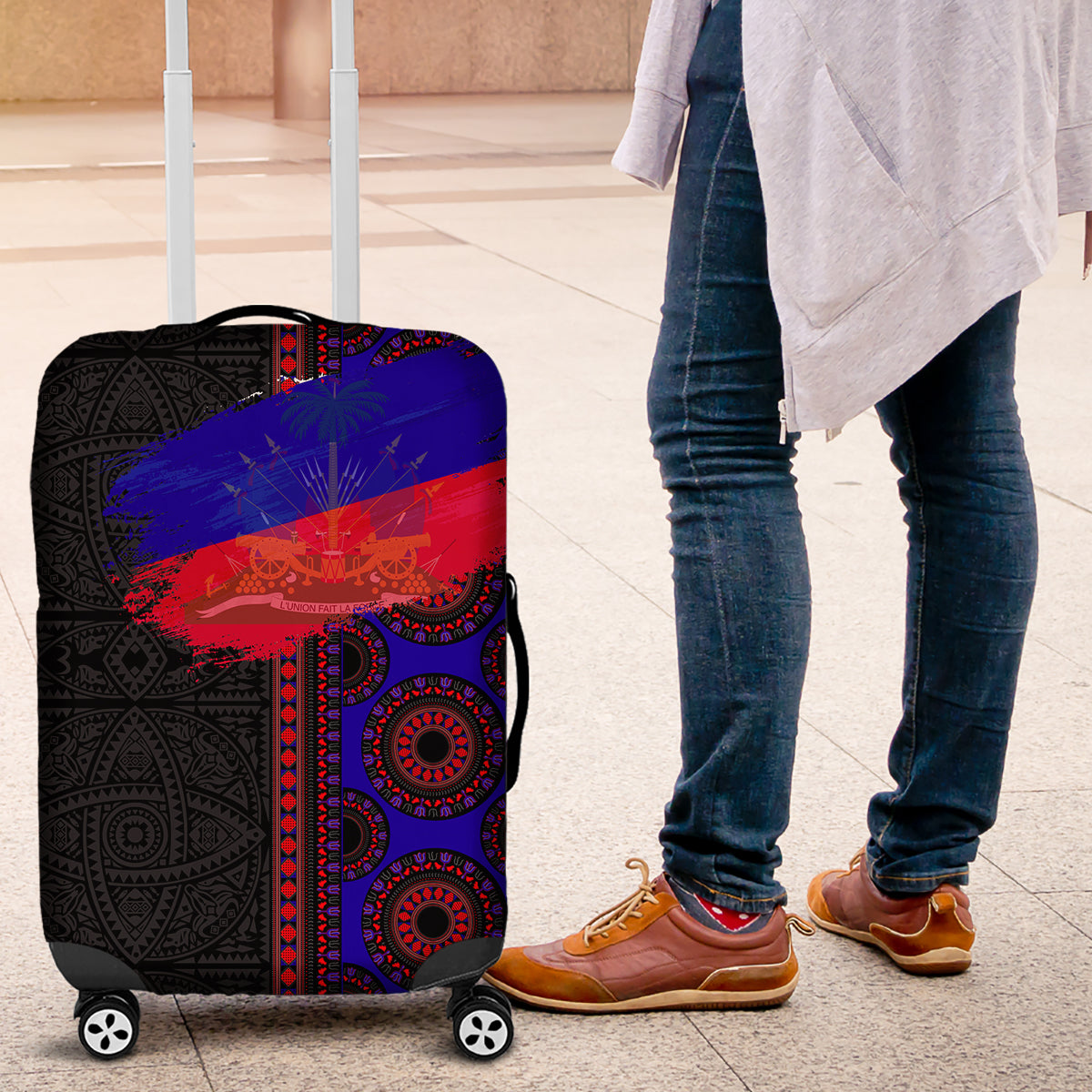 Haiti Flag Day African Seamless Pattern Luggage Cover
