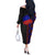 Haiti Flag Day African Seamless Pattern Off The Shoulder Long Sleeve Dress