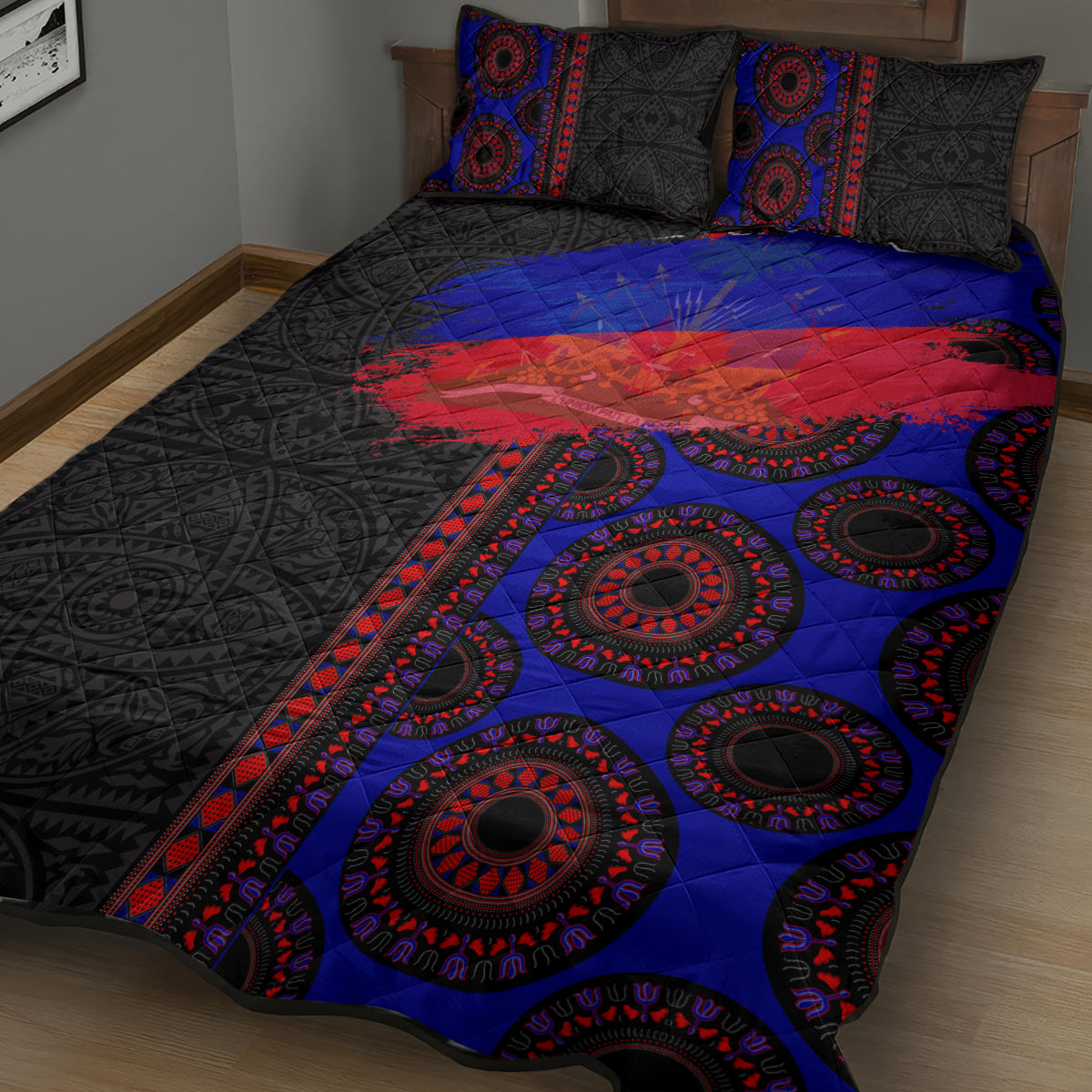 Haiti Flag Day African Seamless Pattern Quilt Bed Set - Wonder Print Shop