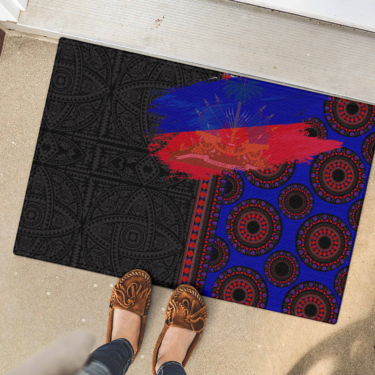 Haiti Flag Day African Seamless Pattern Rubber Doormat - Wonder Print Shop