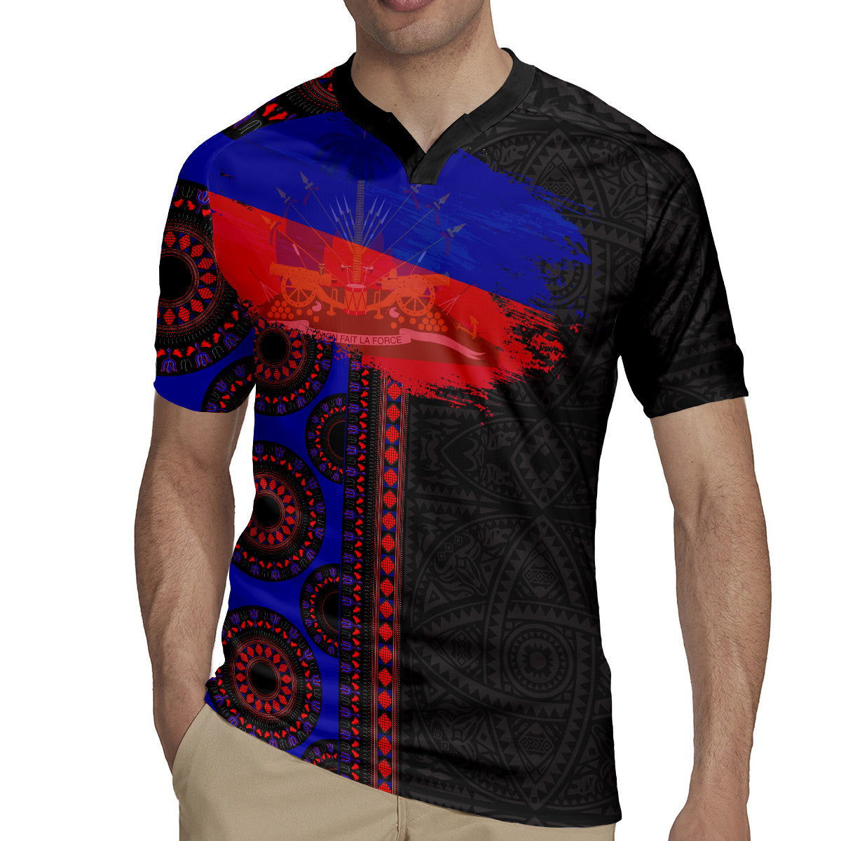 Haiti Flag Day African Seamless Pattern Rugby Jersey - Wonder Print Shop