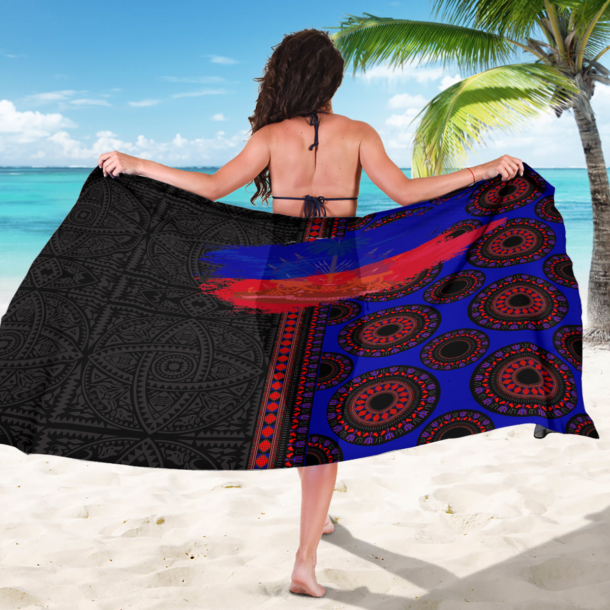 Haiti Flag Day African Seamless Pattern Sarong - Wonder Print Shop