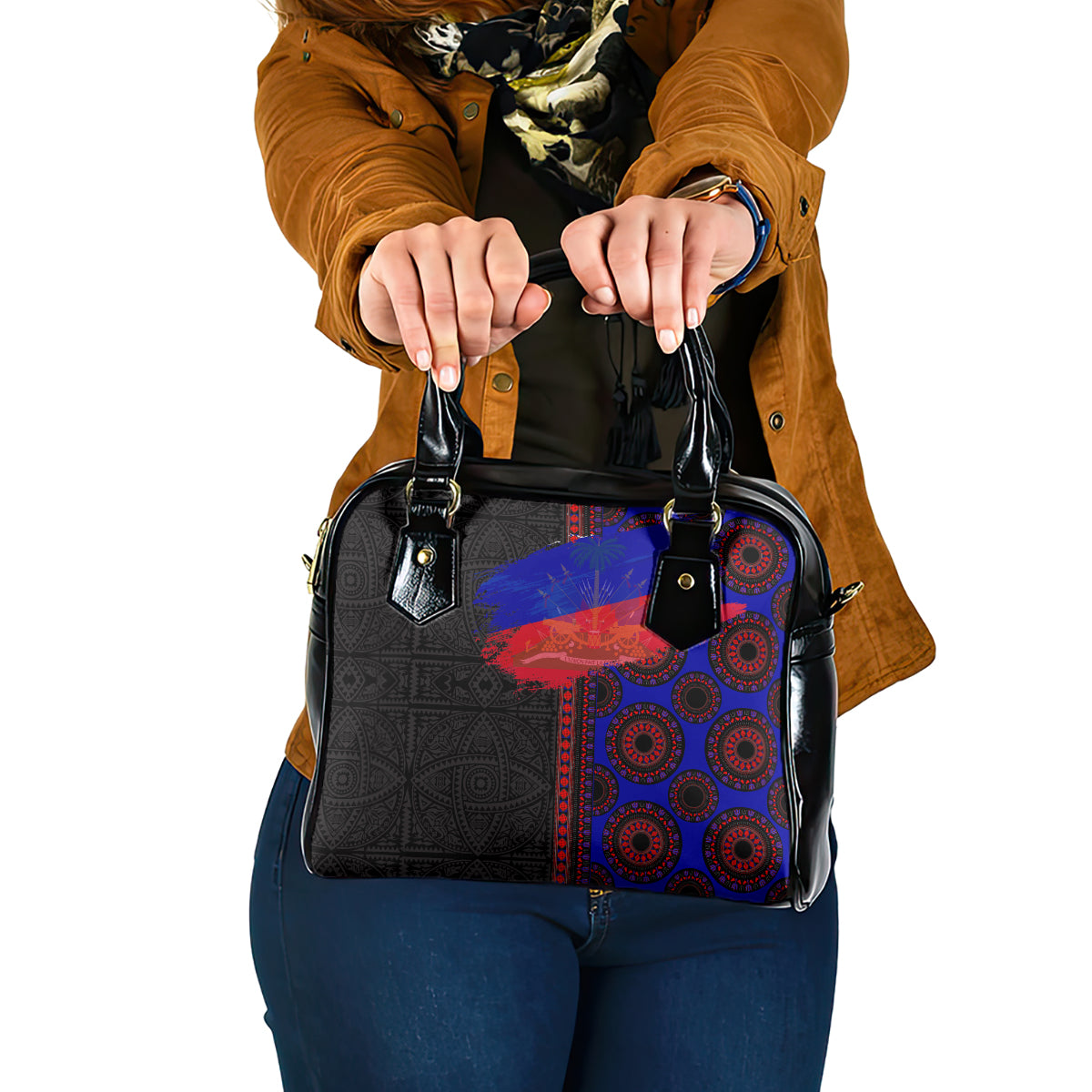 Haiti Flag Day African Seamless Pattern Shoulder Handbag