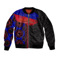 Haiti Flag Day African Seamless Pattern Sleeve Zip Bomber Jacket - Wonder Print Shop