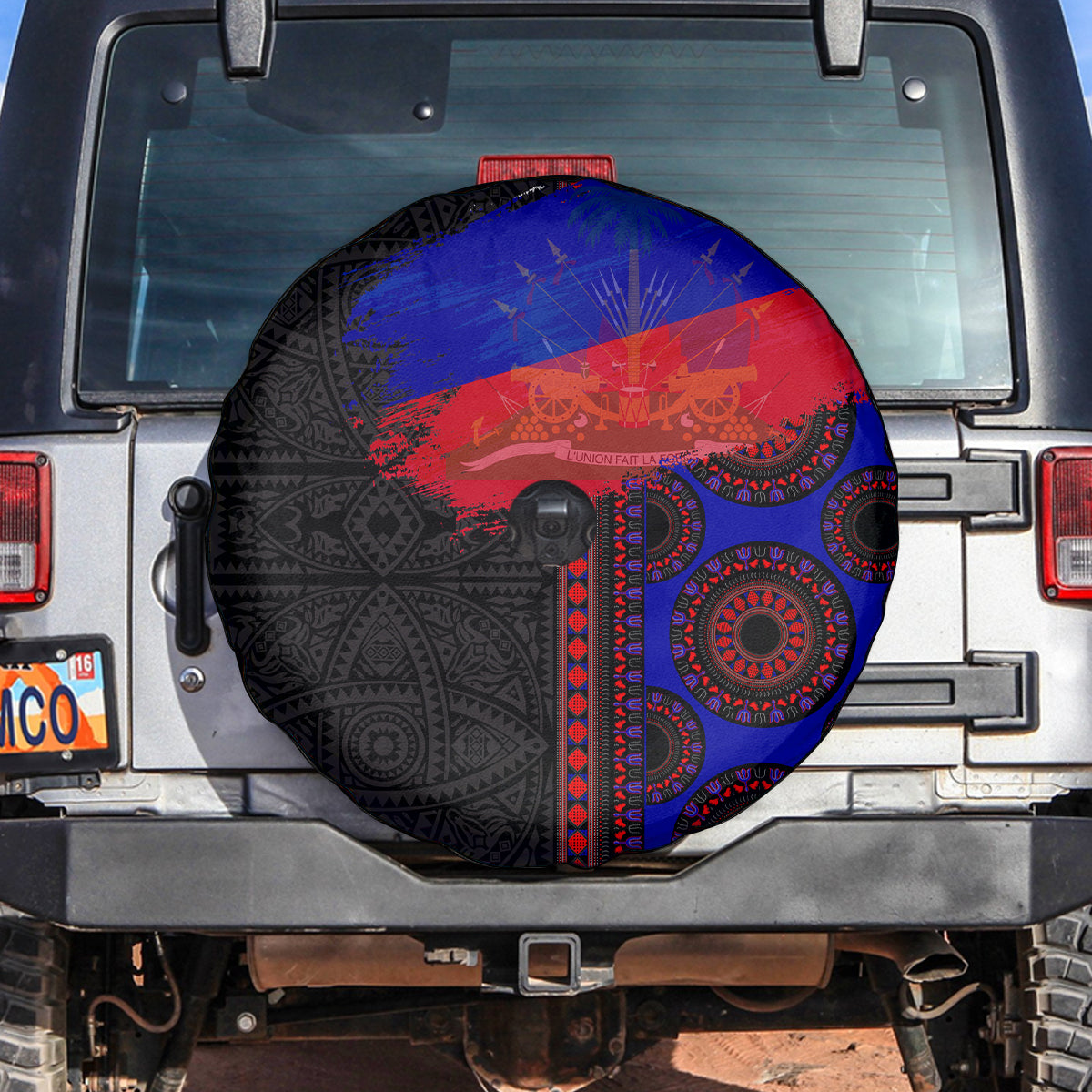 Haiti Flag Day African Seamless Pattern Spare Tire Cover - Wonder Print Shop