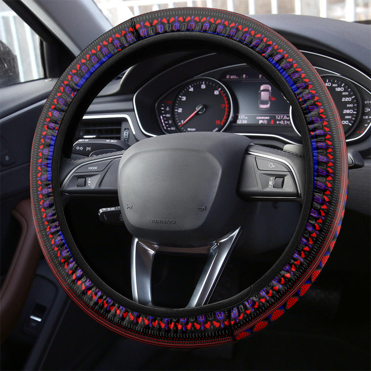 Haiti Flag Day African Seamless Pattern Steering Wheel Cover - Wonder Print Shop