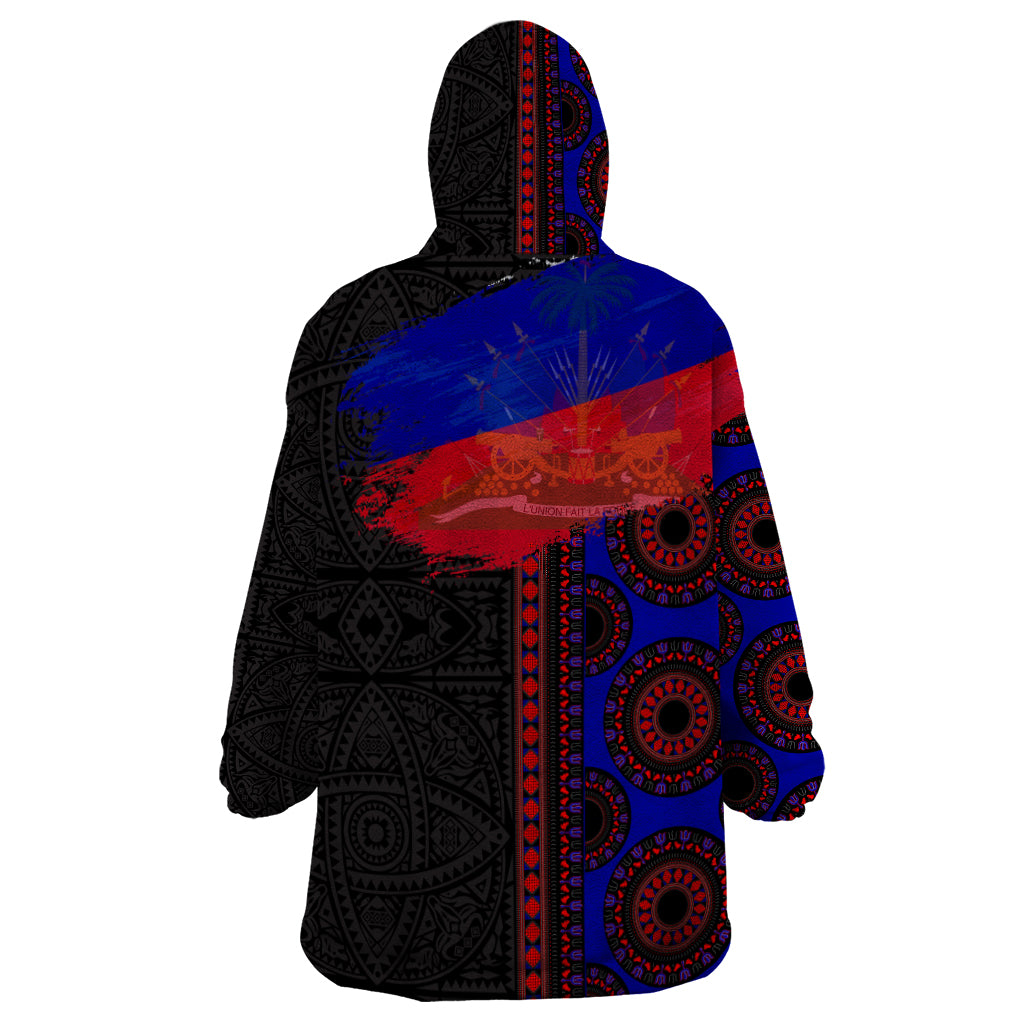 Haiti Flag Day African Seamless Pattern Wearable Blanket Hoodie - Wonder Print Shop