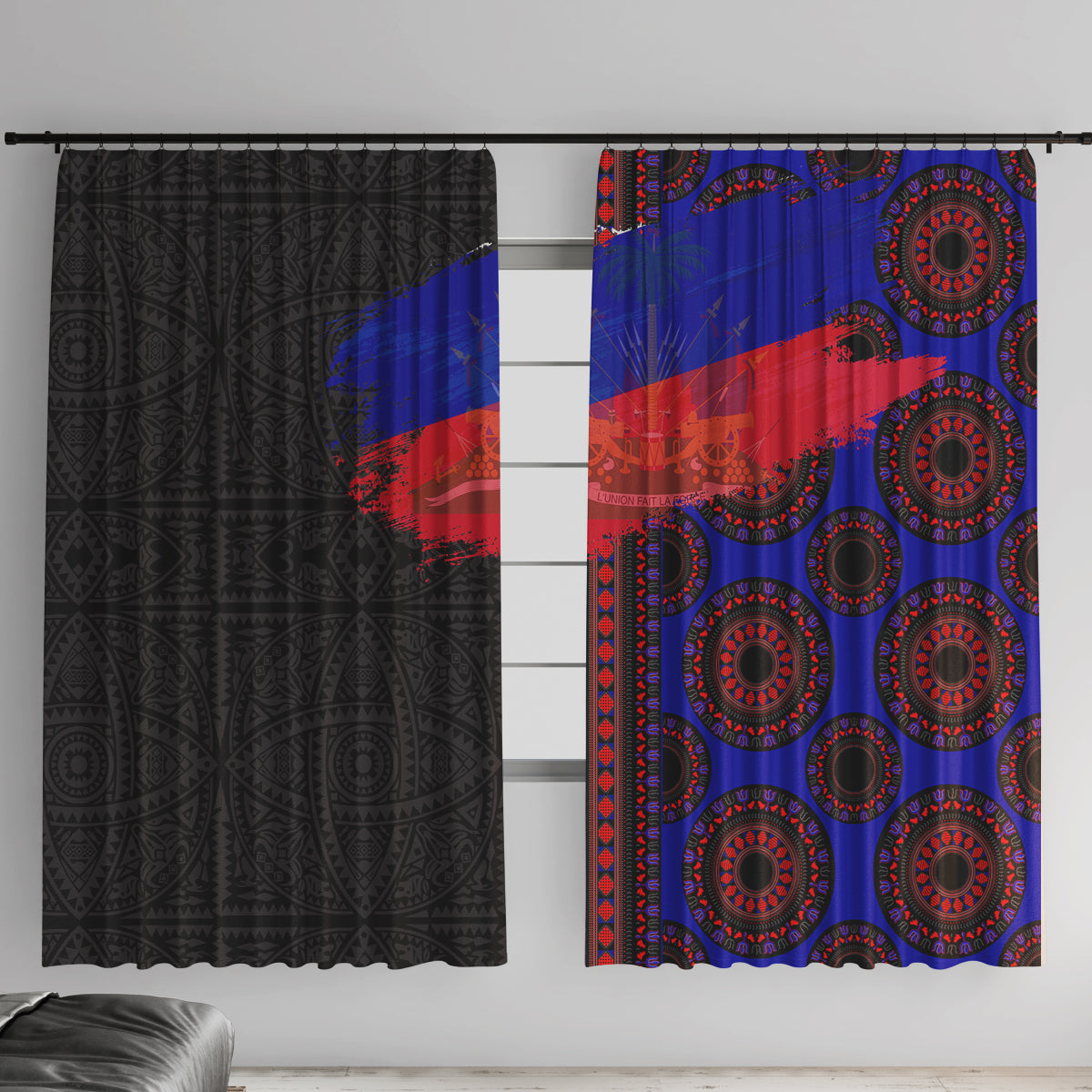 Haiti Flag Day African Seamless Pattern Window Curtain - Wonder Print Shop