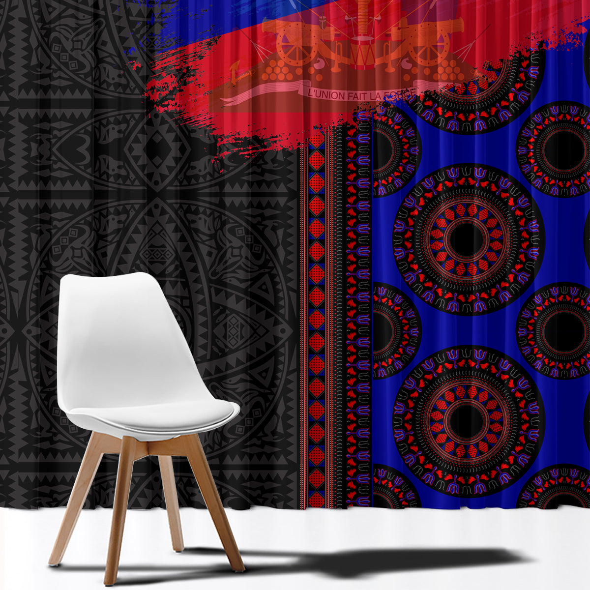 Haiti Flag Day African Seamless Pattern Window Curtain - Wonder Print Shop
