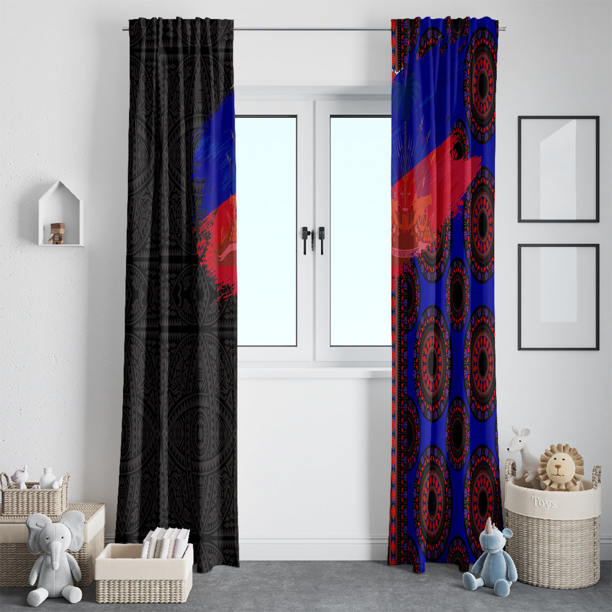 Haiti Flag Day African Seamless Pattern Window Curtain - Wonder Print Shop