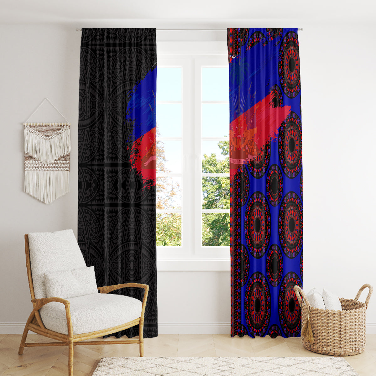 Haiti Flag Day African Seamless Pattern Window Curtain - Wonder Print Shop