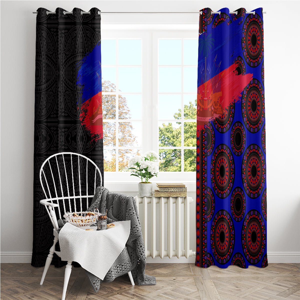 Haiti Flag Day African Seamless Pattern Window Curtain - Wonder Print Shop