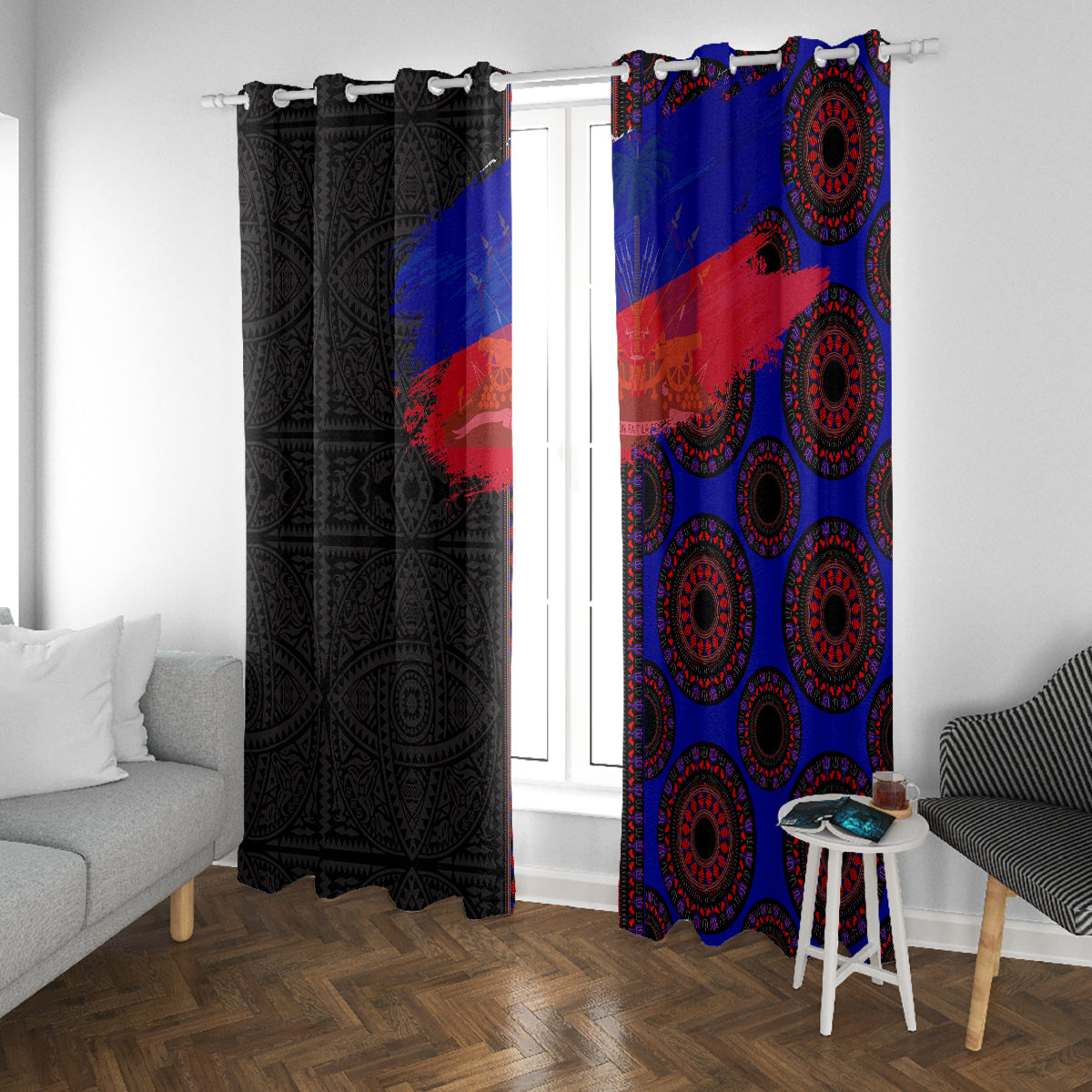 Haiti Flag Day African Seamless Pattern Window Curtain - Wonder Print Shop