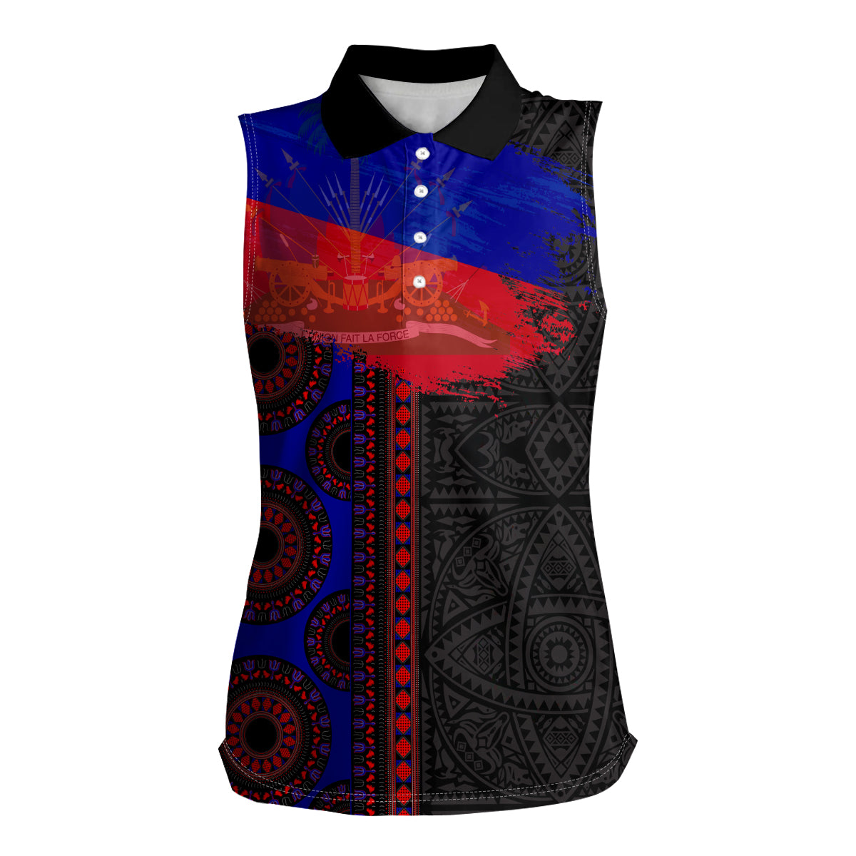Haiti Flag Day African Seamless Pattern Women Sleeveless Polo Shirt - Wonder Print Shop