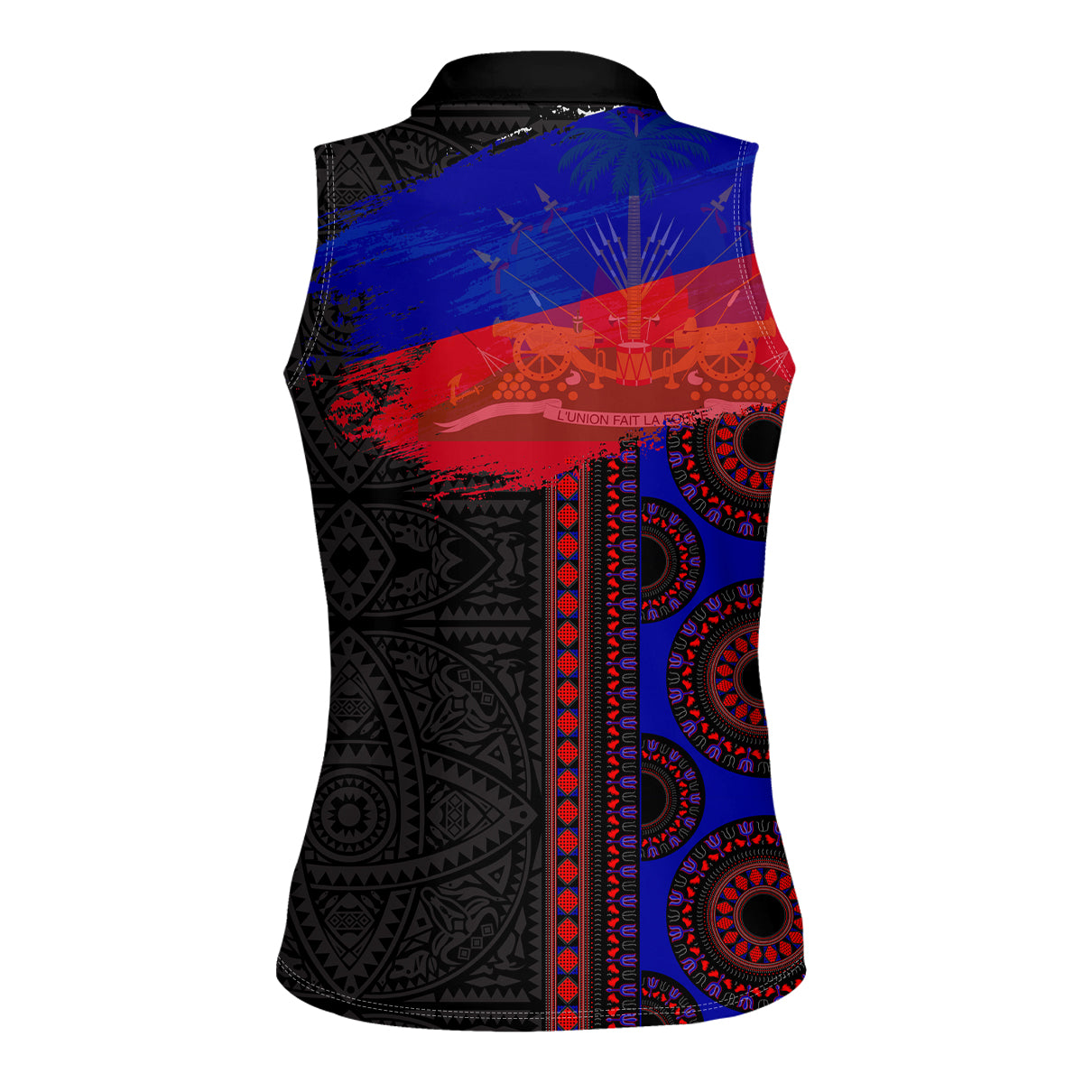Haiti Flag Day African Seamless Pattern Women Sleeveless Polo Shirt - Wonder Print Shop