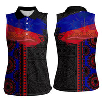Haiti Flag Day African Seamless Pattern Women Sleeveless Polo Shirt - Wonder Print Shop